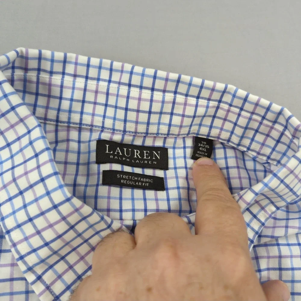 Lauren Ralph Lauren Shirt Mens 4XL Blue Plaid 20 34/35 Black Label Casual Preppy